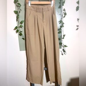 VIRAL TIK TOK TROUSERS TAN SIZE SMALL  3/4 stretchy